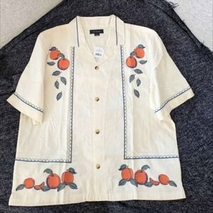 Cotton On Cream Shirt with Orange and Blue Accents